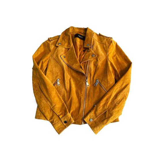 Vero Moda Suede Moto Jacket Cognac Zip Detail NWOT Size Large - Picture 10 of 11